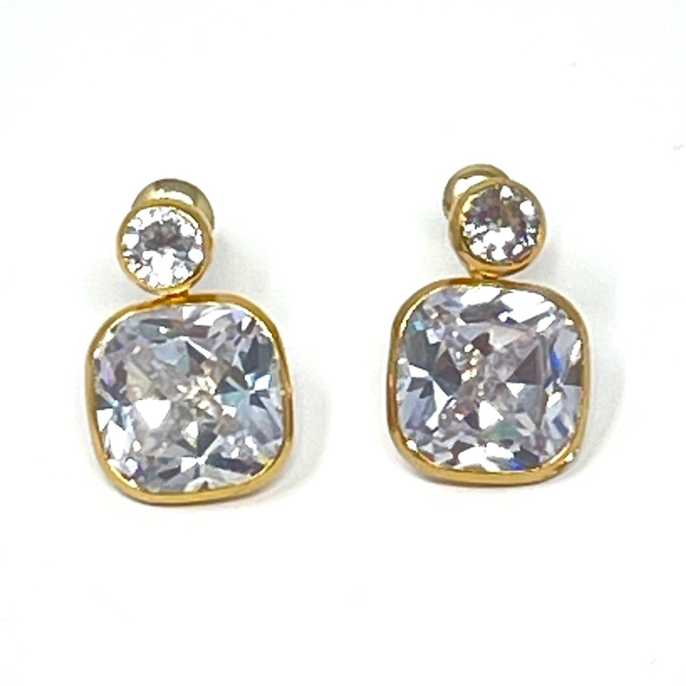 New Anthropologie Aurelie Oversized Post Earrings Gold - Picture 3 of 6